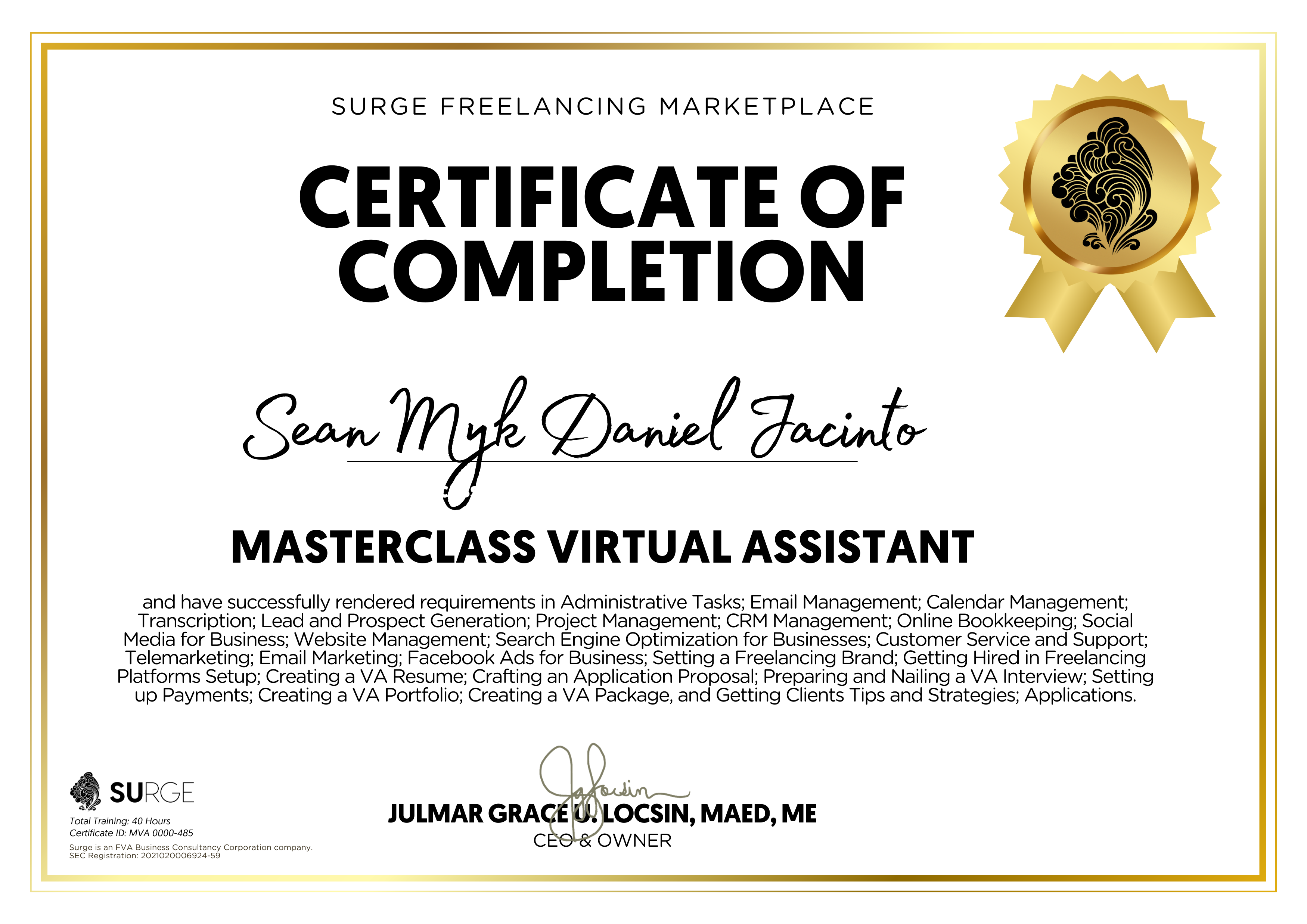 Surge VA Certificate